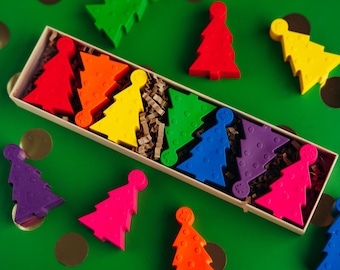 Christmas Tree Crayon Shaped Crayons Custom Crayons Kids Party Favors Toddler Stocking Stuffer Christmas Gift Holiday Craft Activity Rainbow