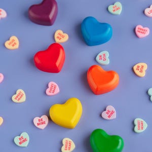 Toddler Coloring Activity Heart Shaped Crayon Rainbow Colors Creative Play Kids Art Supply Valentine Classroom Favor Preschool Exchange Gift Party Favor Idea Custom Shaped Design Little Hands Friendly Educational Fun Sweetheart Craft