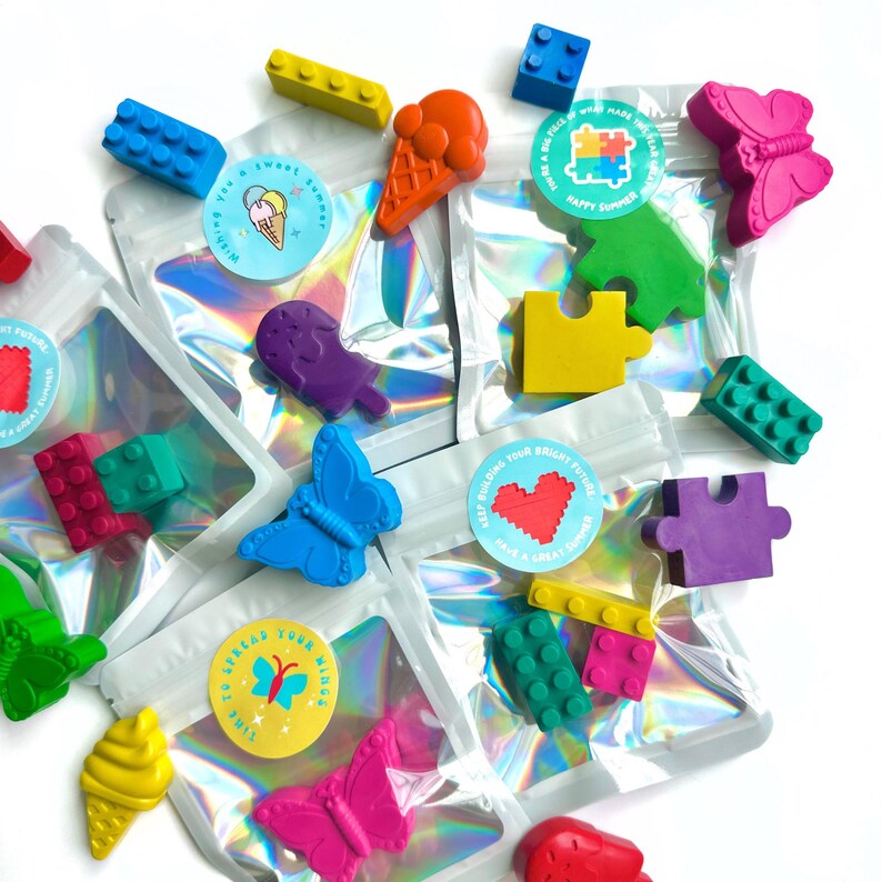 Creative Play Supply Handmade Shaped Crayon Set Screen Free Activity Summer Sendoff Student Gift Teacher Classroom Handout End Of Year Present Party Favor Kindergarten Graduation Goodie K5 Grad Reward Novelty Fun Design Colorful Educational