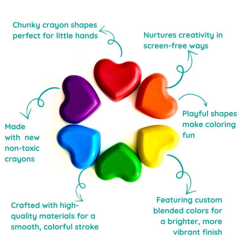 Heart Shaped Crayon Rainbow Art Supply Kid Party Gift Valentine Classroom Favor Preschool Exchange Idea Toddler Coloring Activity Creative image 9
