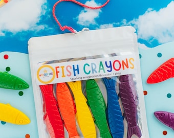 Fish Shaped Crayon Rainbow Color Toddler Art Gift Children Birthday Item Fishing Party Favor Custom Kid Coloring Supply Under Sea Ocean Toy
