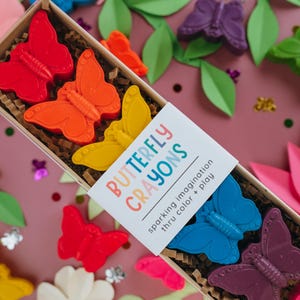 Butterfly Crayons: Rainbow Colors, Kids Party Favors, Gift for Flower Girl