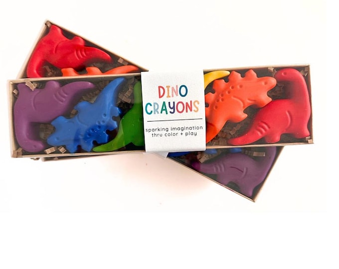 Dinosaur Party Favor Birthday Goodie Bag Filler Kids Gift Toddler Boy Themed Crayons Handmade Crayon Gift Set Coloring Gifts Screen Free