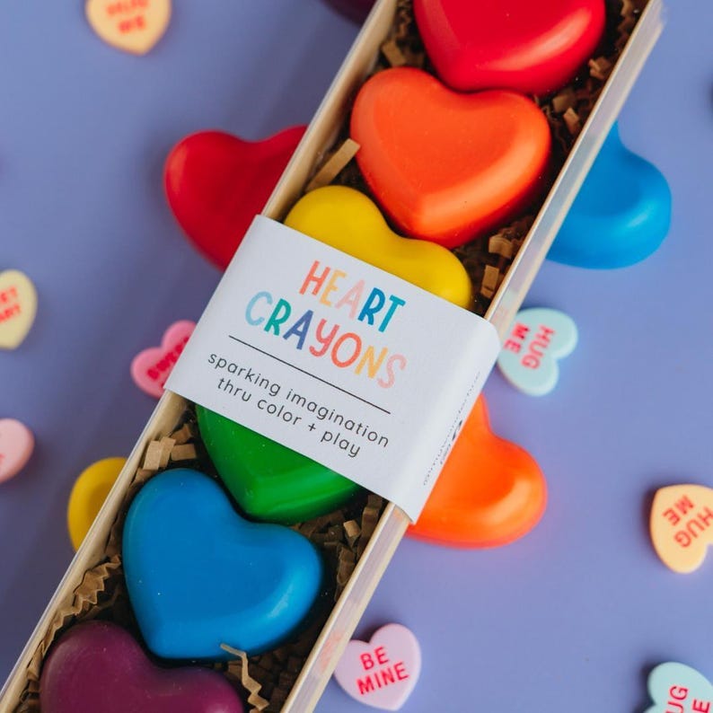 Heart Shaped Crayon Rainbow Art Supply Kid Party Gift Valentine Classroom Favor Preschool Exchange Idea Toddler Coloring Activity Creative image 6