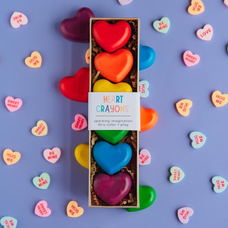 Heart Shaped Crayon Rainbow Art Supply Kid Party Gift Valentine Classroom Favor Preschool Exchange Idea Toddler Coloring Activity Creative image 7