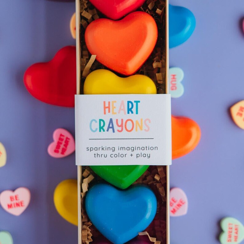 Heart Shaped Crayon Rainbow Art Supply Kid Party Gift Valentine Classroom Favor Preschool Exchange Idea Toddler Coloring Activity Creative image 8