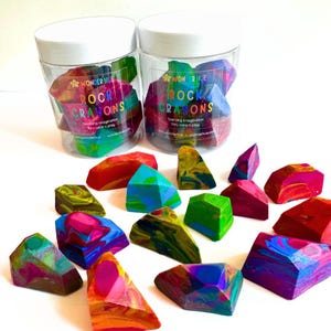Handmade Crayons Toddler Coloring Gifts Rock Shaped Crayon Birthday Party Favor Chunky Kid Art Travel Activity Creative Play Set Preschool Birthday Gift Themed Crayons Reusable Storage Jar Swirling Colors Perfect Little Hands Restaurant