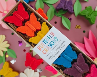 Butterfly Crayons Shaped Rainbow Colored Art Activity Birthday Party Favor Flower Girl Present Spring Garden Crafts Toddler Coloring