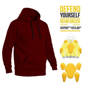 Maroon Kevlar Hoodie Pullover Style Motorbike Protection with Urban Look