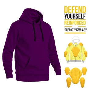Purple Kevlar Pullover Hoodie Stylish Motorcycle Protection for Street Riders