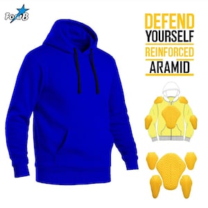 Royal Blue Aramid Lined Motorcycle Hoodie: CE Level 2 Armor