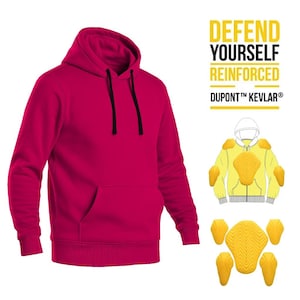 Hot Pink Motorcycle Hoodie with Kevlar Pullover for Bold Men Riders