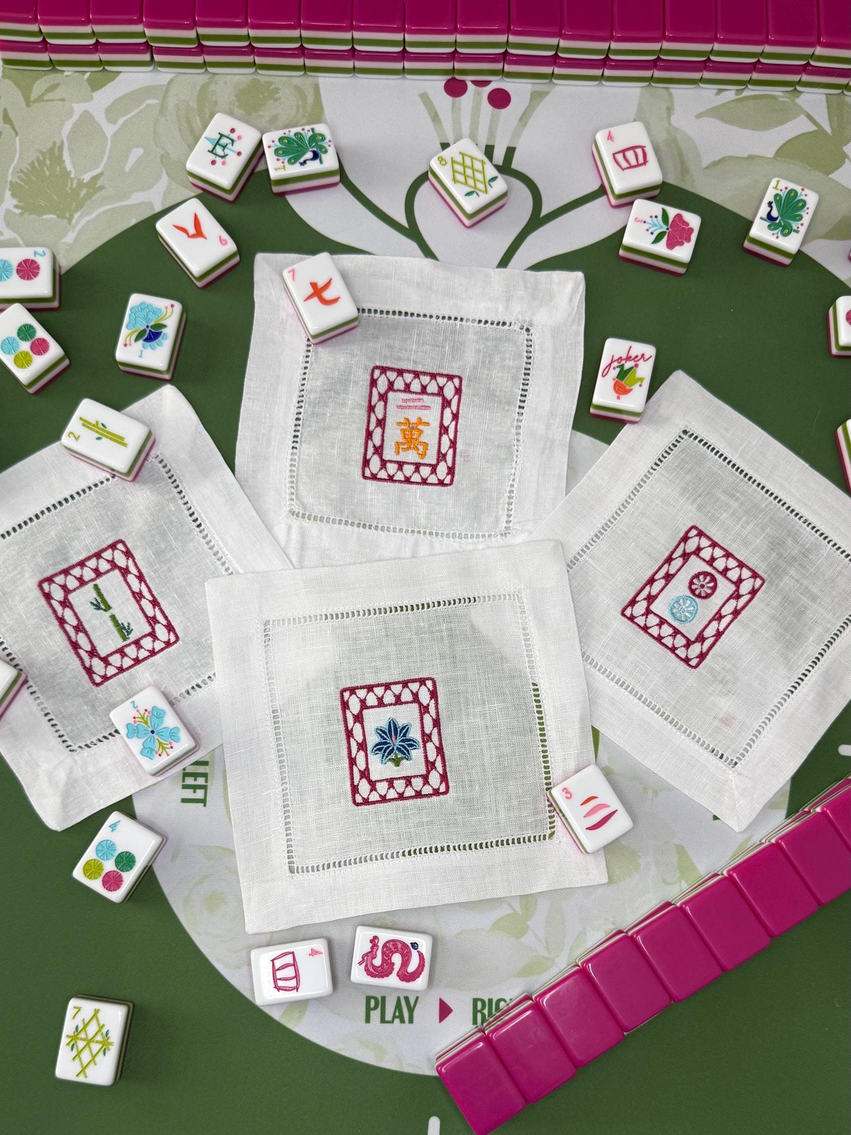 Linen Mahjong Cocktail Napkins - Custom to Match your Tiles!