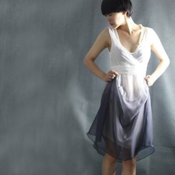 chifffon dress in gradient A022-2