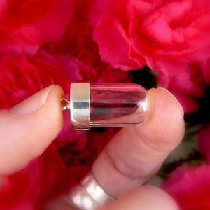 Large STERLING /GOLD Wide Mouth Glass Tubes Vials Pendants 10/12mm (silver/gems/opals/crystals/sand/keepsake/shadowbox/terrarium/miniature