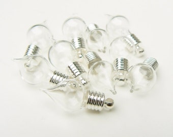 MINI TEAR Vials (tears/teardrops/drops/miniature/small/tiny/little/pendants/glass/charms/bottles/silver/plated/caps/tops/caps/empty/5mm)