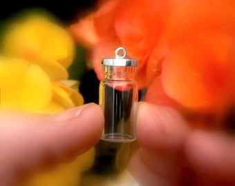 Sterling Silver Mini Bottles small vials pendants caps (short/wide/tubes/glass/.925/miniature/small/ashes/cremation/solid/pure/with)