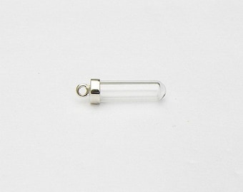 Vials Pendants with Short Sterling Silver Caps 6mm (tubes/globes/heart/tear/glass/bottles/.925/miniature/small/ashes/cremation/solid/pure)