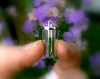 Large STERLING /GOLD Wide Mouth Glass Tubes Vials Pendants 10/12mm (silver/gems/opals/crystals/sand/keepsake/shadowbox/terrarium/miniature