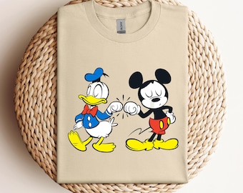 Checkered Mickey And Donald T-Shirt, Disney Best Friends Shirt, Retro Mickey Mouse And Donald Duck Tee, Gift for Besties