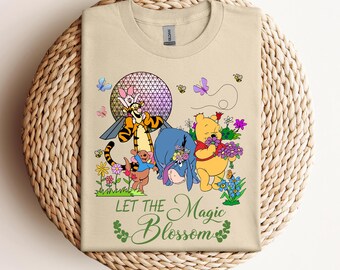 Shirt Winnie de Poeh laat de magische bloesem, Winnie de Pooh bloement-shirt, Disney Epcot bloementuin festivalshirt, Disney familie-uitje shirt