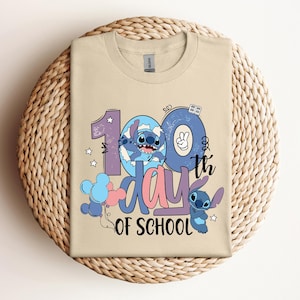 Disney Stitch and Angel 100 Days Of Shirt, Disneyland Happy 100 Days Of School Tee, Happy 100 Days Celebration Shirt, Back to School Shirt