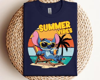 Disney Stitch Summer Vibes-shirt, T-shirt Beach Bum, Vacay Mode-shirt, Disneyland Summer Vacation-T-shirt, Magic Kingdom-shirt, T-shirt familie-uitje