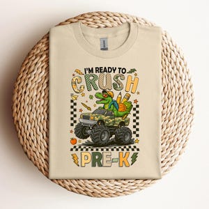 Ready To Crush Pre K | Monster Truck Pre K | Crush Pre K | Dinosaur Back To School | I'm Ready To Crush Pre K | Pre-K Toddler Tee | Dinosaur