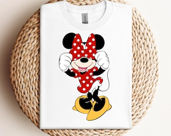 Cute Minnie Mouse Classic Sketch Cute Vintage Portrait T-Shirt, Retro Disney Trip Shirt, Vintage Minnie Shirt, Disney Family Vacation Trip