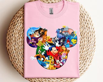 Camiseta de Mickey Mouse y sus amigos, camiseta de Mickey Mouse, camiseta de todos los personajes de Mickey y sus amigos, camiseta familiar de Disney, camiseta de vacaciones de Disney