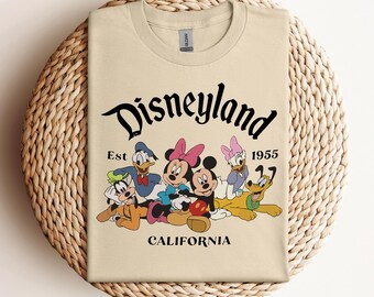 Camiseta de Disneyland (California, 1955), camiseta de viaje a Disneyland, sudadera de vacaciones en Disneyland, camiseta de Mickey Friends, Disney 1955 California