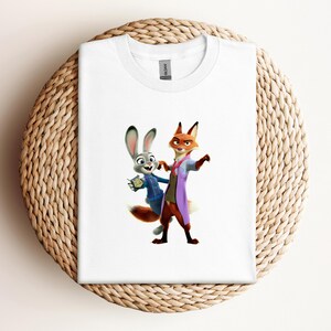 Disney Zootopia 2 Tee, Disney Zootopia Characters Shirt, Zootopia Kids Shirt, Zootopia Friends Shirt, Nick Wilde Judy Hopps Couple Shirt image 6