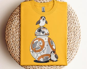 Star Wars Porg Bb-8 Droid Shirt, Star Wars Day T-shirt, Galaxy'S Edge, Cute Porgs, The Mandalorian, Star Wars Land, Disneyland Vacation Tee