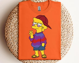 Camiseta de Lisa Simpson con colores cómodos, camiseta genial de Lisa Simpson, camiseta familiar a juego, camiseta de Los Simpson, familia Simpson