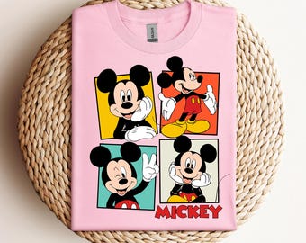 Chemises collage Mickey Mouse, chemise Mickey Mouse, t-shirts Mickey Mouse rétro, chemise Disney, chemise Disneyland, chemise Mickey Mouse