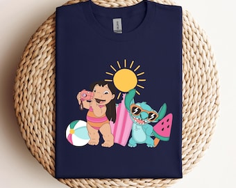 Zomer-T-shirt Lilo en Stitch, Disney-shirt, leuk Disney-shirt, Summer Fun shirt, Stitch T-shirt, strandshirt, vakantieshirt, tropisch shirt
