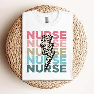 Nurse Lightning Bolt Shirt,Gift For Nurse Shrit, Nurse Graduation Shirts, Nurse Graduation Shirt,Distressed Leopard Nurse Shirt