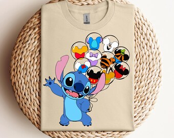 Disney Stitch Balloon Shirt, Stitch Disney Characters Balloon Shirt, Family Vacation Shirt, Balloons, Disney Trip Shirt, Cute Stitch Shirt