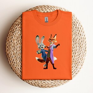 Disney Zootopia 2 Tee, Disney Zootopia Characters Shirt, Zootopia Kids Shirt, Zootopia Friends Shirt, Nick Wilde Judy Hopps Couple Shirt image 2