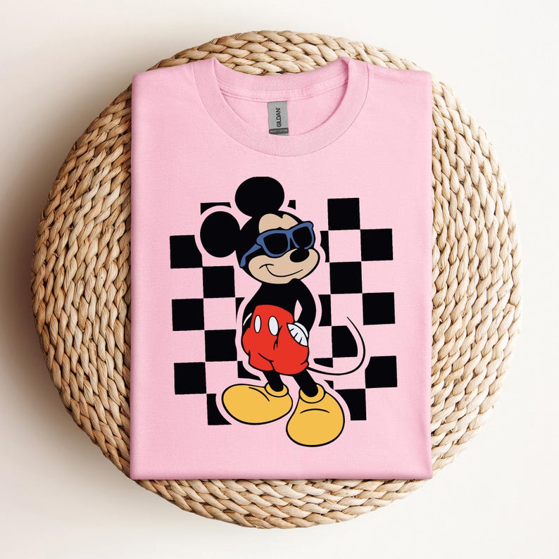 Camisa de óculos de sol de praia xadrez Mickey Mouse, camisa infantil Mickey, camisa juvenil Disney, camisa infantil Disney para meninos, camisa infantil Disney Brother Sister imagem 6