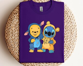 Sudadera Comfort Colors® Stitch y Winnie The Pooh, sudadera Stitch, viaje de amigos, sudadera Winnie The Pooh, suéter a juego de Friends