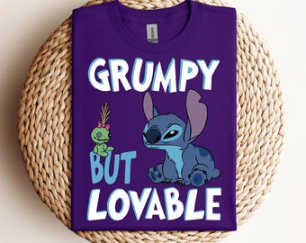 Stitch Grumpy But Lovable Shirt, Disney Stitch Shirt, Lilo And Stitch, Disney Movie Shirt, Ohana Means Family Shirt, Gifts For Her, Disney