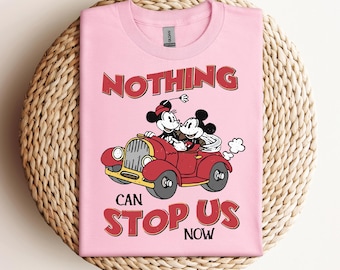 Mickey & Minnie's Runaway Railway Distressed Comfort Colors T-Shirt, Vintage Mickey Minnie Nothing Can Stop Us Now Tee, Fun Disney Ride Tee