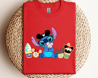 Camiseta de Stitch, camiseta de Stitch de Disney, camiseta de Stitch Love, camisetas de Stitch de Disney, camiseta hawaiana, camiseta de Disney Snacks con Stitch, Stitch Snacks