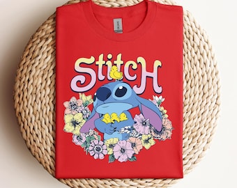 Disney Stitch Blumen T-Shirt, Disney World Shirt, Stitch Shirt, Disneyland Reise Shirt, Disneyland Familienurlaub Shirt, Epcot Blumen Shirt