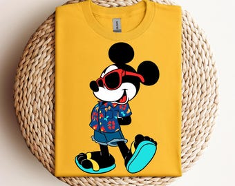 Camiseta de estilo veraniego de Mickey Mouse de Disney, Mickey y sus amigos, camiseta de vacaciones familiares de Disneyland, camiseta de Magic Kingdom, regalos de cumpleaños a juego