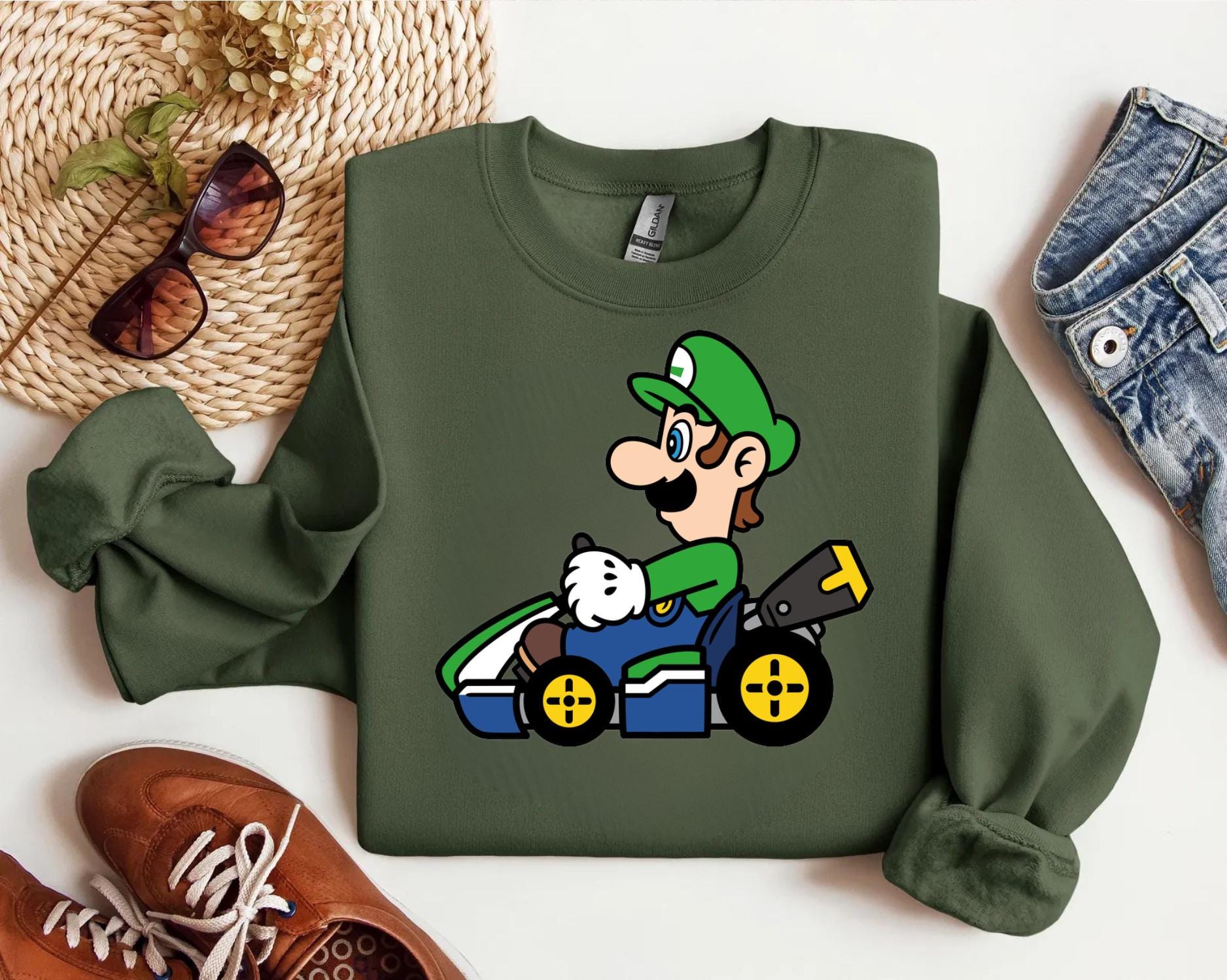 刺繍入りマリオルイージカート スウェットシャツ、ディズニーランド