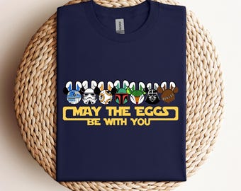 Que los huevos te acompañen, camiseta de Pascua de Star Wars, personajes de Star Wars, camiseta de huevos de Pascua, felices Pascuas, camiseta de Star Wars