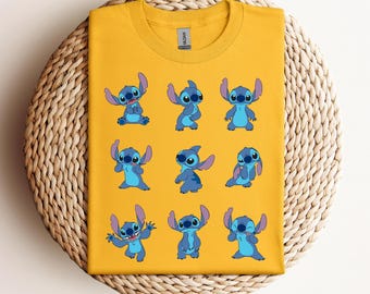 Camiseta Disney "Muchos estados de ánimo de Stitch", camiseta de Lilo y Stitch, camiseta familiar a juego, regalo para viaje a Disneyland, Magic Kingdom, camiseta familiar de Disneyland