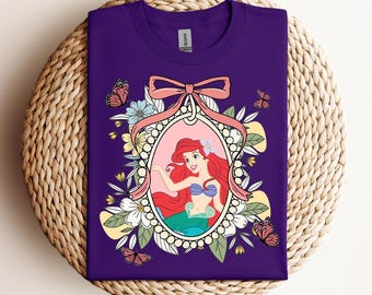 Disney Princess The Little Mermaid Ariel Coquette printed Crewneck T-shirt